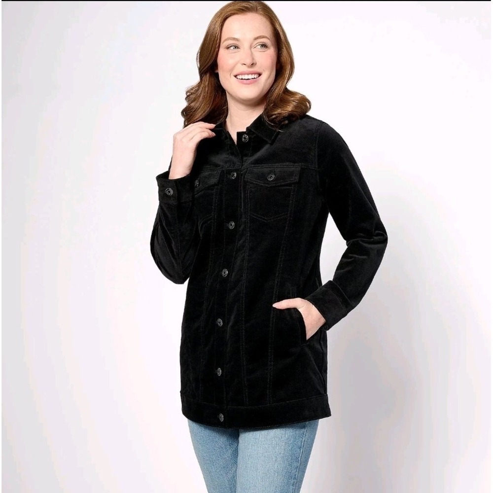 Scandi Girl Barn Chore Coat Jacket Corduroy Utility Retro Cabincore Size M Black